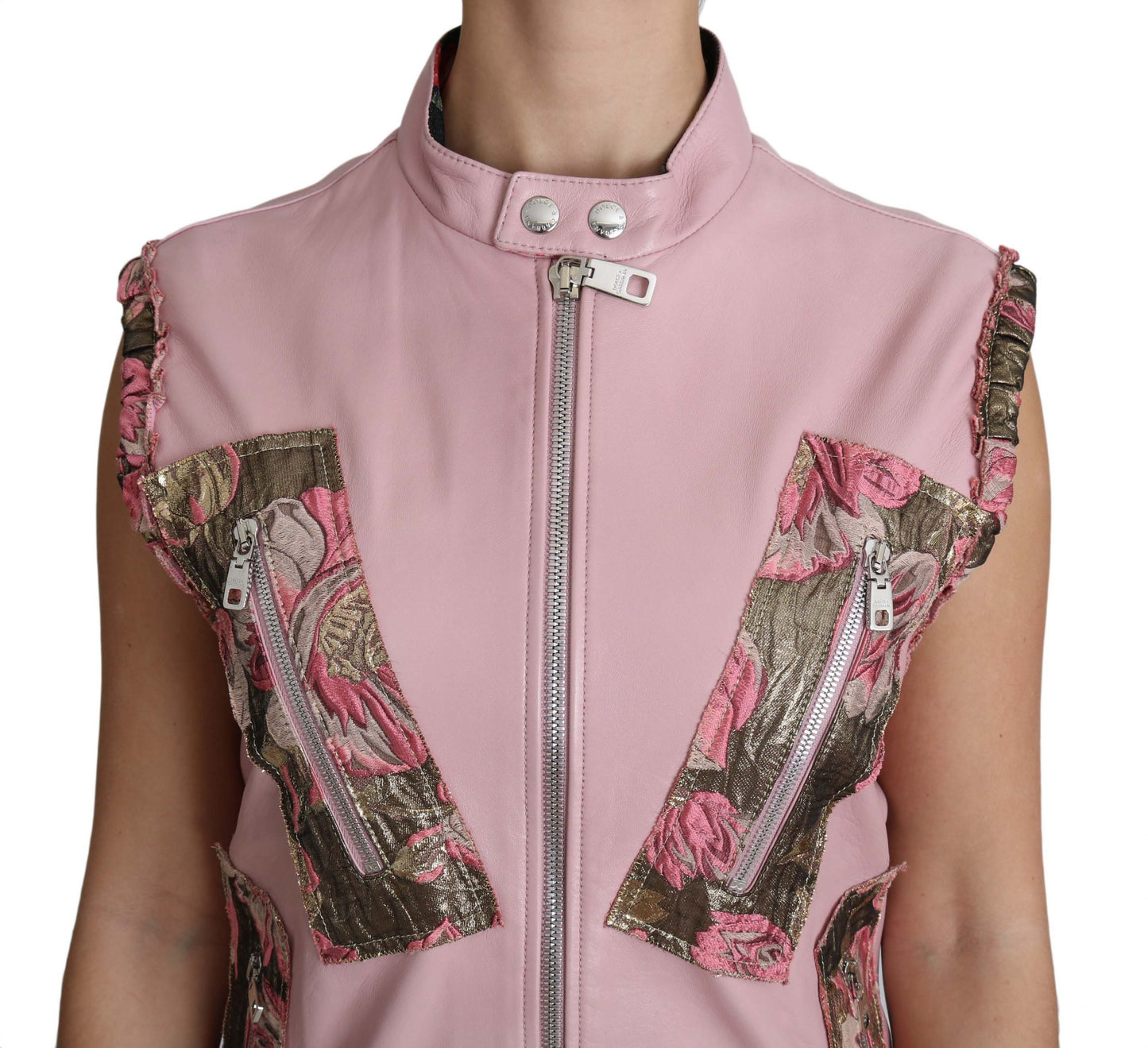 Dolce & Gabbana Prachtig Roze Mouwloos Leren Vest