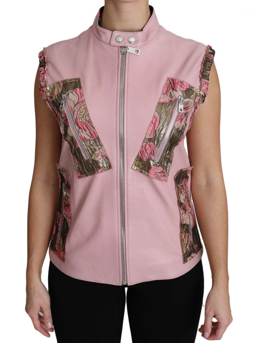 Dolce & Gabbana Prachtig Roze Mouwloos Leren Vest