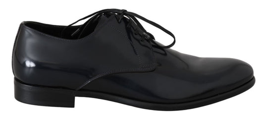 Dolce & Gabbana Elegante Donkerblauwe Leren Derby Schoenen