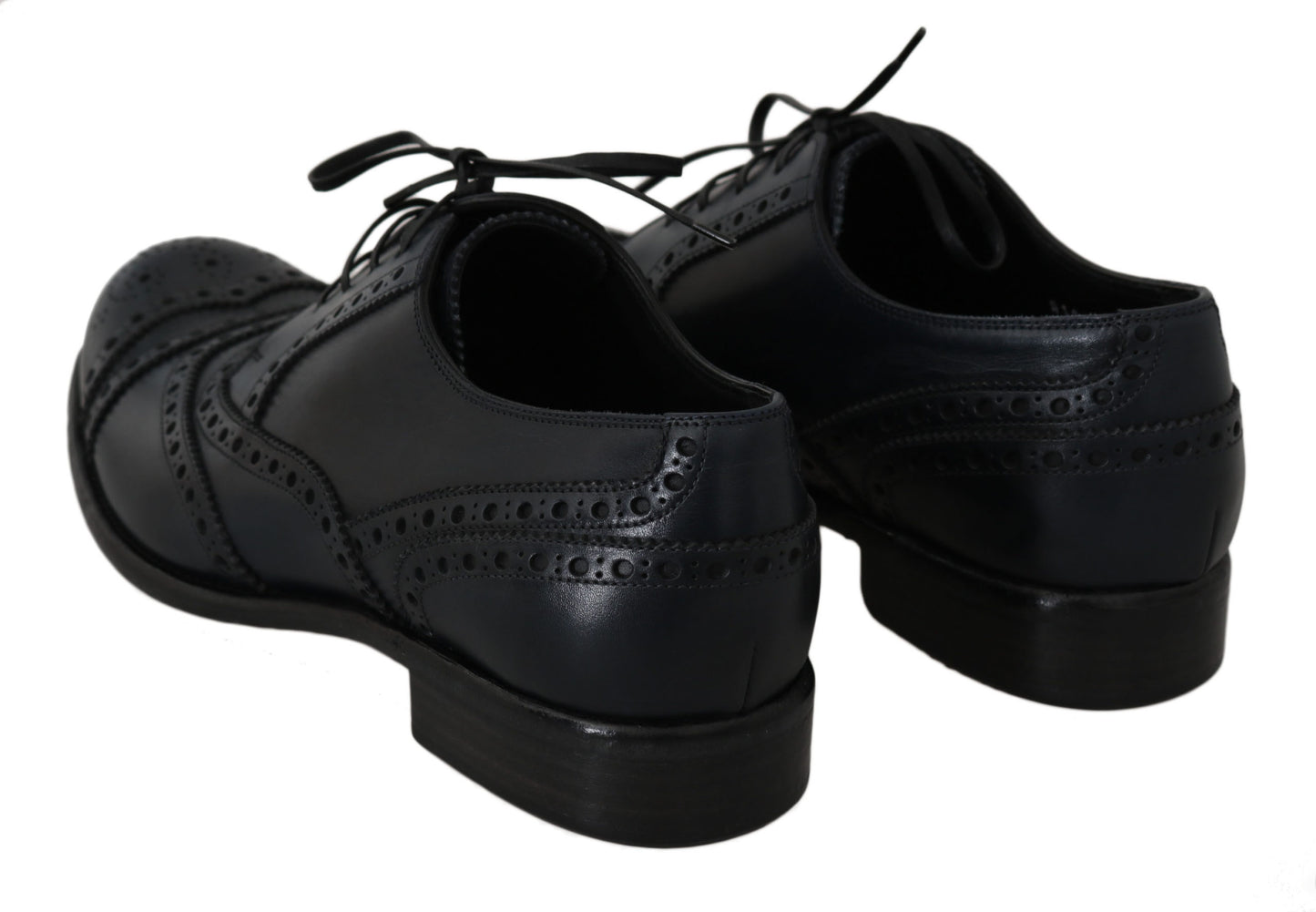 Dolce & Gabbana Elegante Blauwe Leren Wingtip Derby Schoenen