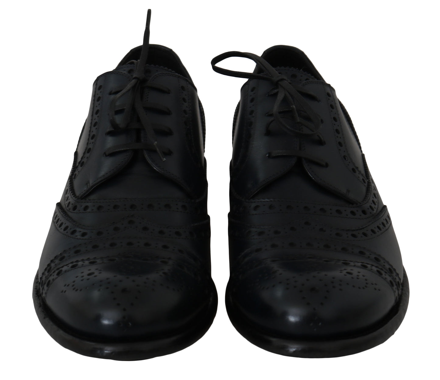 Dolce & Gabbana Elegante Blauwe Leren Wingtip Derby Schoenen