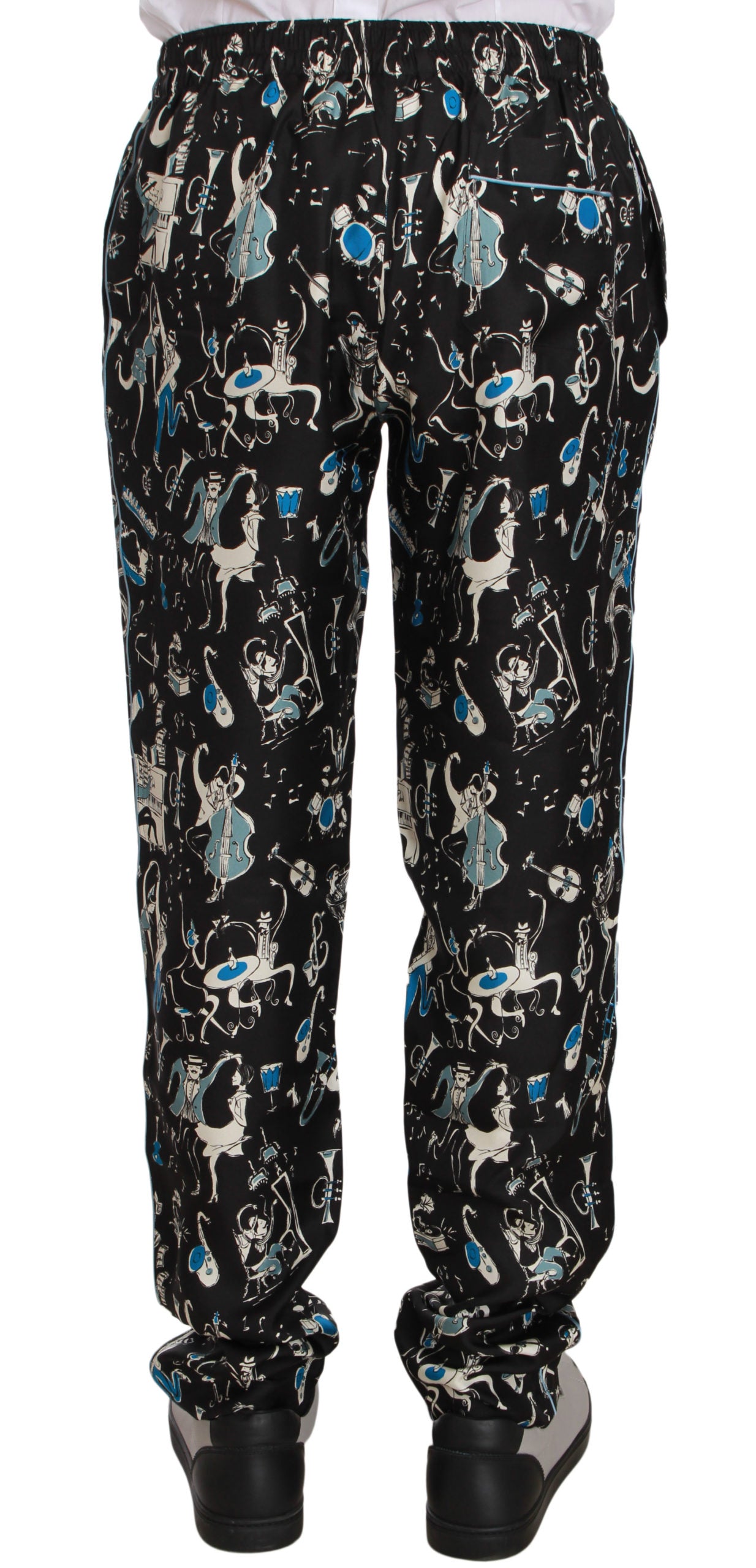 Dolce & Gabbana Elegante Zijden Loungebroek met Unieke Print