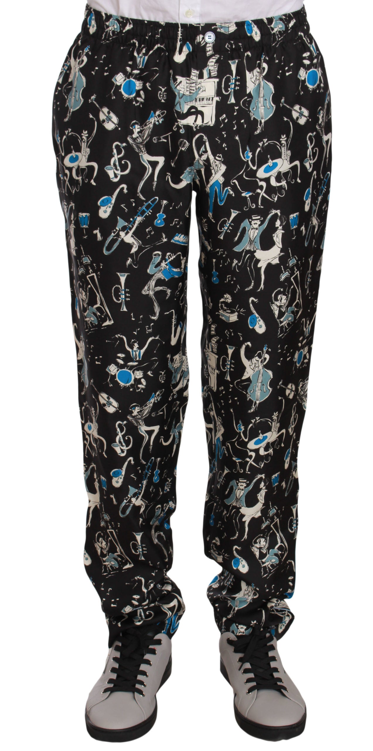 Dolce & Gabbana Elegante Zijden Loungebroek met Unieke Print