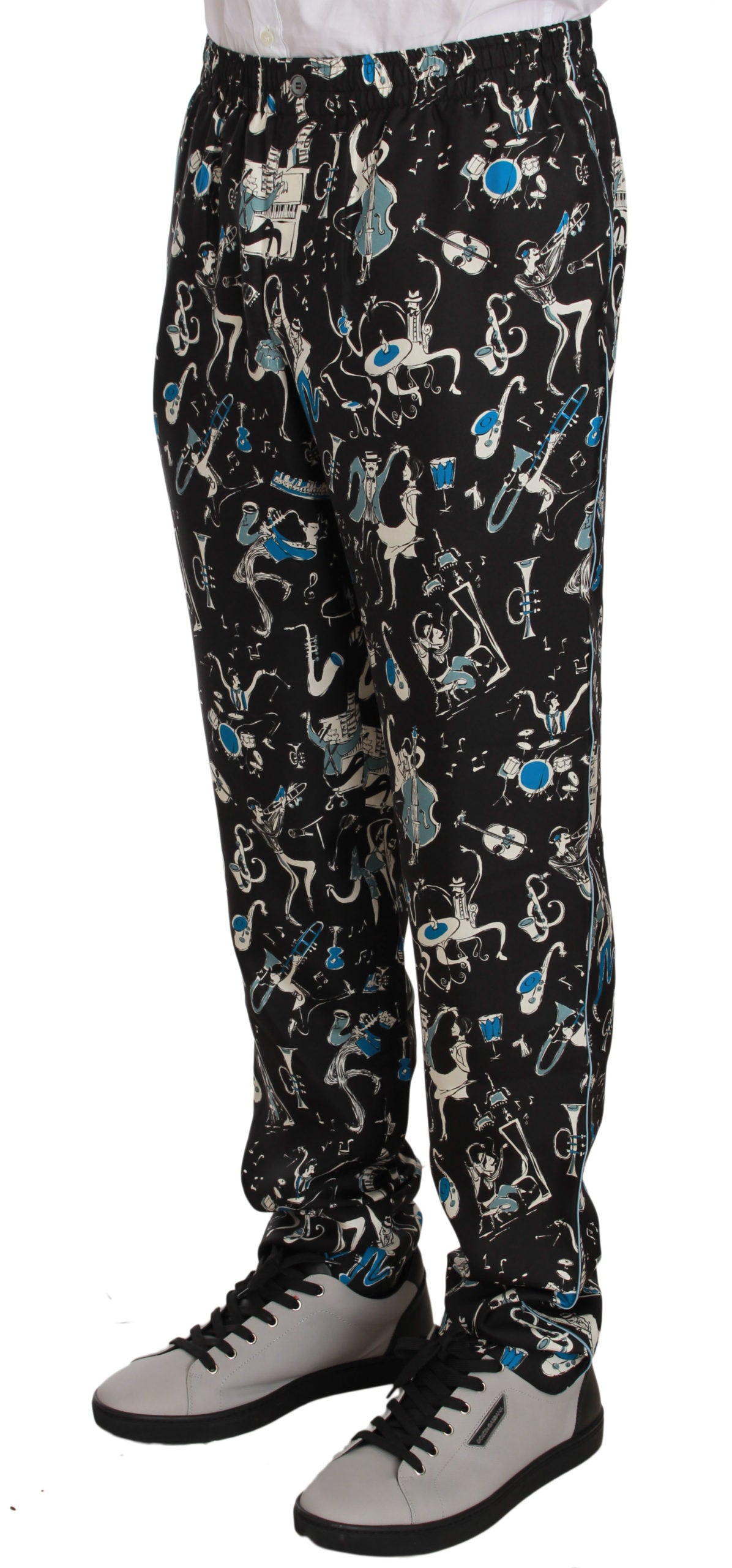 Dolce & Gabbana Elegante Zijden Loungebroek met Unieke Print