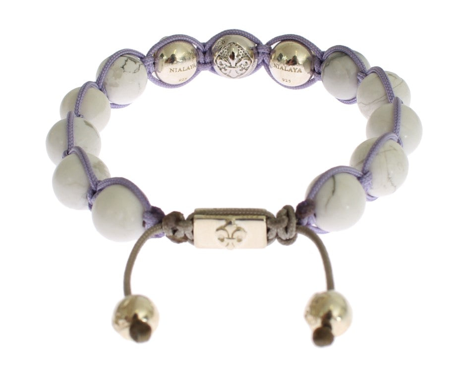 Nialaya Elegant Silver Purple CZ & Howlite Bracelet