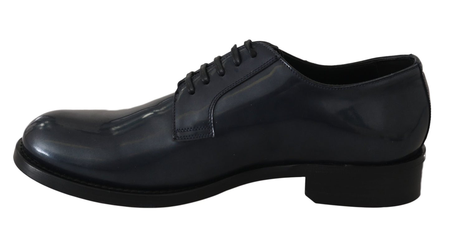 Dolce & Gabbana Elegante Blauwe Leren Derby Dress Schoenen