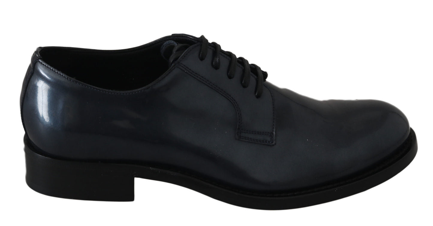 Dolce & Gabbana Elegante Blauwe Leren Derby Dress Schoenen